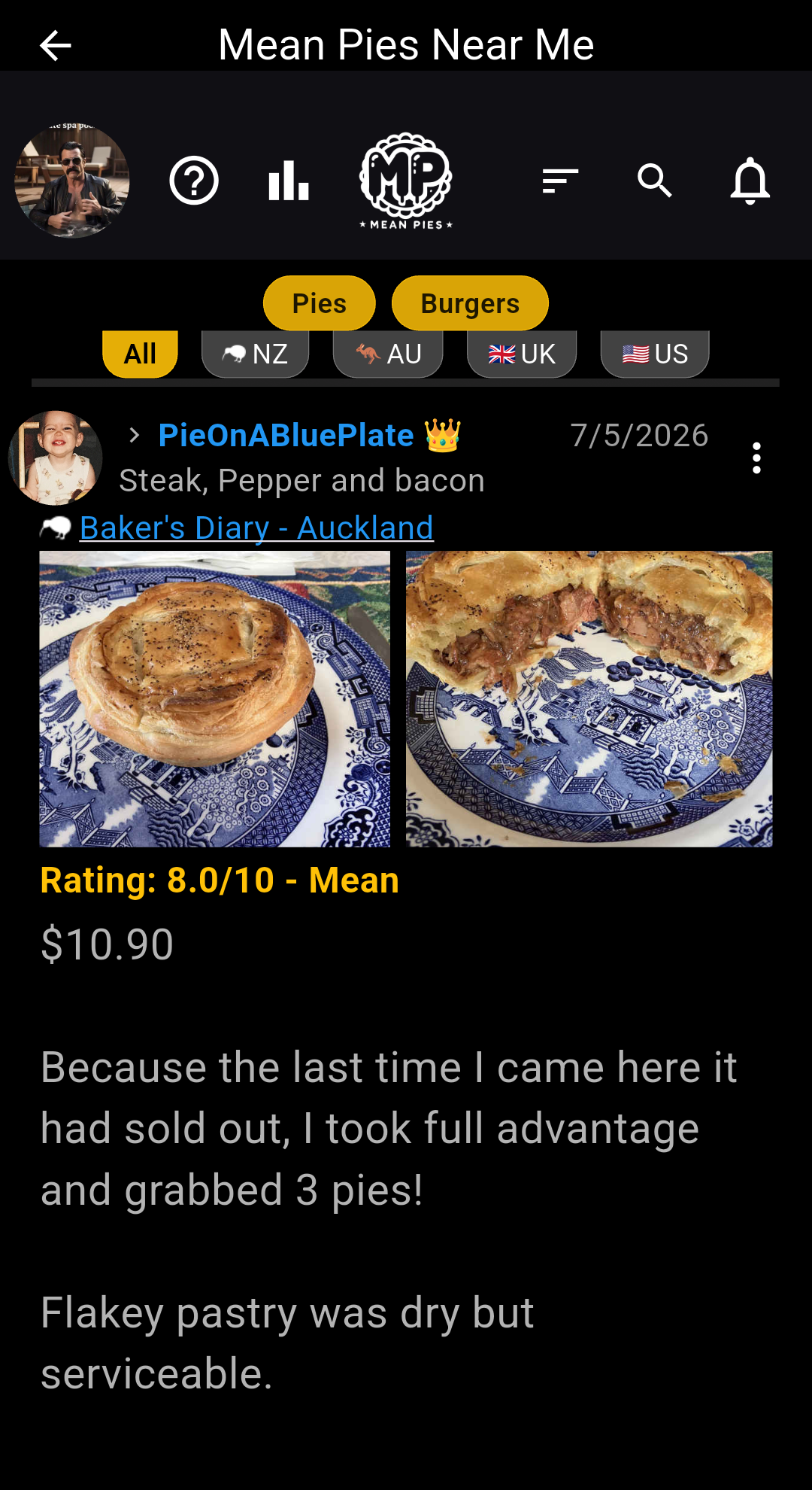 Mean Pies home screen without premium shop highlight